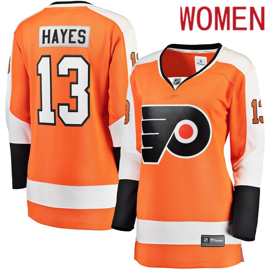 Women Philadelphia Flyers #13 Kevin Hayes Fanatics Branded Orange Home Breakaway NHL Jersey->women nhl jersey->Women Jersey